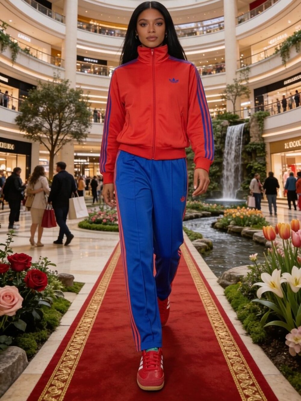 Adidas Tracksuit Set Womens Jacket L KD1329 Pants XL KE3494 Red Navy Blue - Picture 1 of 15